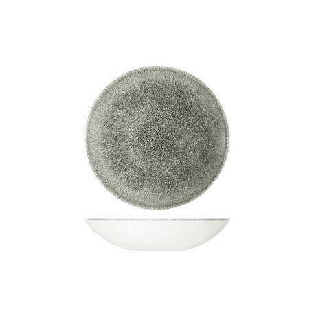 Bowl - Coupe, 182mm, Raku Quartz Black from Churchill. Textured, made out of Porcelain and sold in boxes of 6. Hospitality quality at wholesale price with The Flying Fork!
