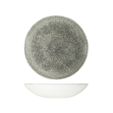 Bowl - Coupe, 248mm, Raku Quartz Black from Churchill. Textured, made out of Porcelain and sold in boxes of 6. Hospitality quality at wholesale price with The Flying Fork!