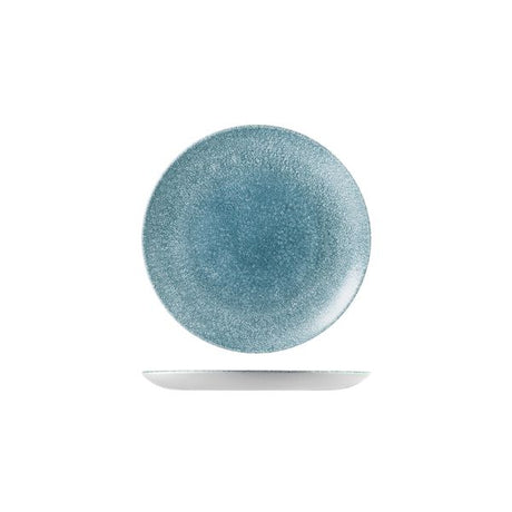 Round Plate - Coupe, 165mm, Raku Topaz Blue from Churchill. Textured, made out of Porcelain and sold in boxes of 6. Hospitality quality at wholesale price with The Flying Fork!