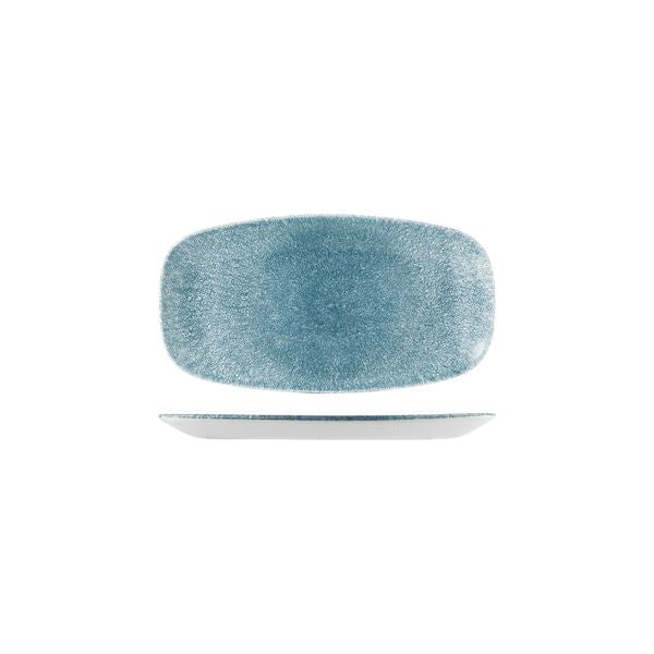 Oblong Chefs Plate - 298 x 153mm, Raku Topaz Blue from Churchill. Textured, made out of Porcelain and sold in boxes of 6. Hospitality quality at wholesale price with The Flying Fork!