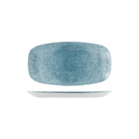 Oblong Chefs Plate - 355 x 189mm, Raku Topaz Blue from Churchill. Textured, made out of Porcelain and sold in boxes of 3. Hospitality quality at wholesale price with The Flying Fork!