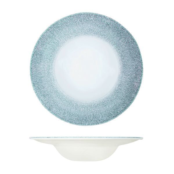 Plate Wide Rim Bowl 277mm - Raku Topaz Blue from Churchill. made out of Porcelain and sold in boxes of 6. Hospitality quality at wholesale price with The Flying Fork!