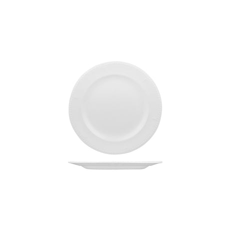 Round Plate - 165mm, Buckingham from Churchill. Textured, made out of Porcelain and sold in boxes of 24. Hospitality quality at wholesale price with The Flying Fork!
