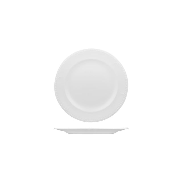 Round Plate - 165mm, Buckingham from Churchill. Textured, made out of Porcelain and sold in boxes of 24. Hospitality quality at wholesale price with The Flying Fork!