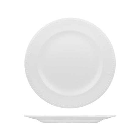 Round Plate - 280mm, Buckingham from Churchill. Textured, made out of Porcelain and sold in boxes of 12. Hospitality quality at wholesale price with The Flying Fork!
