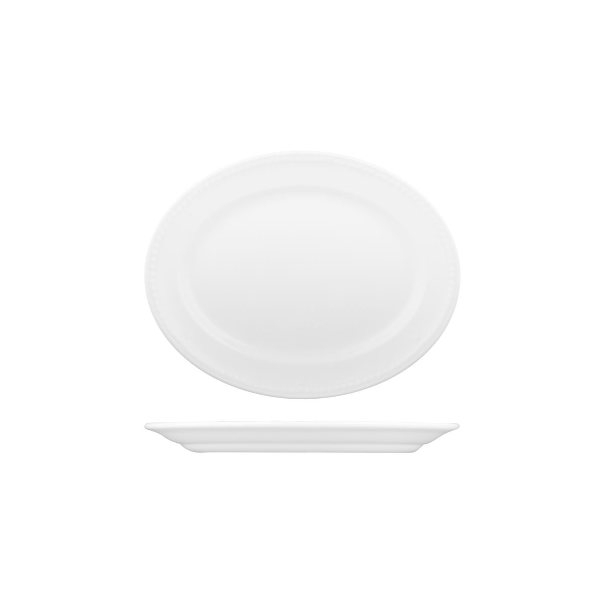 Oval Plate - 203mm, Buckingham from Churchill. Textured, made out of Porcelain and sold in boxes of 12. Hospitality quality at wholesale price with The Flying Fork!