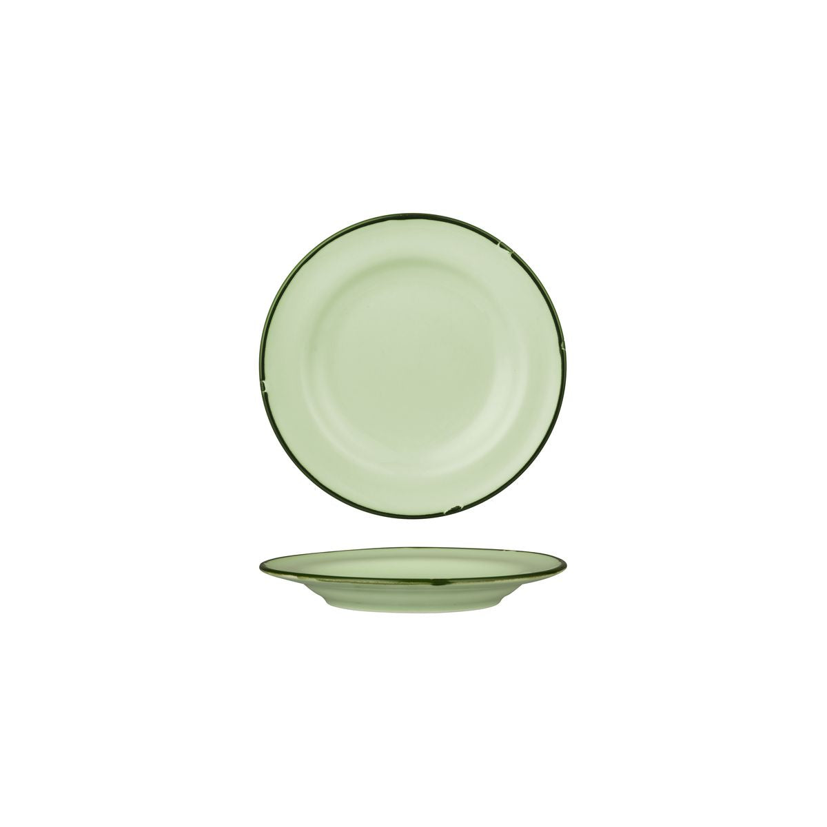 Round Plate 170mm - Tintin Green & Green from Luzerne. made out of Ceramic and sold in boxes of 12. Hospitality quality at wholesale price with The Flying Fork!