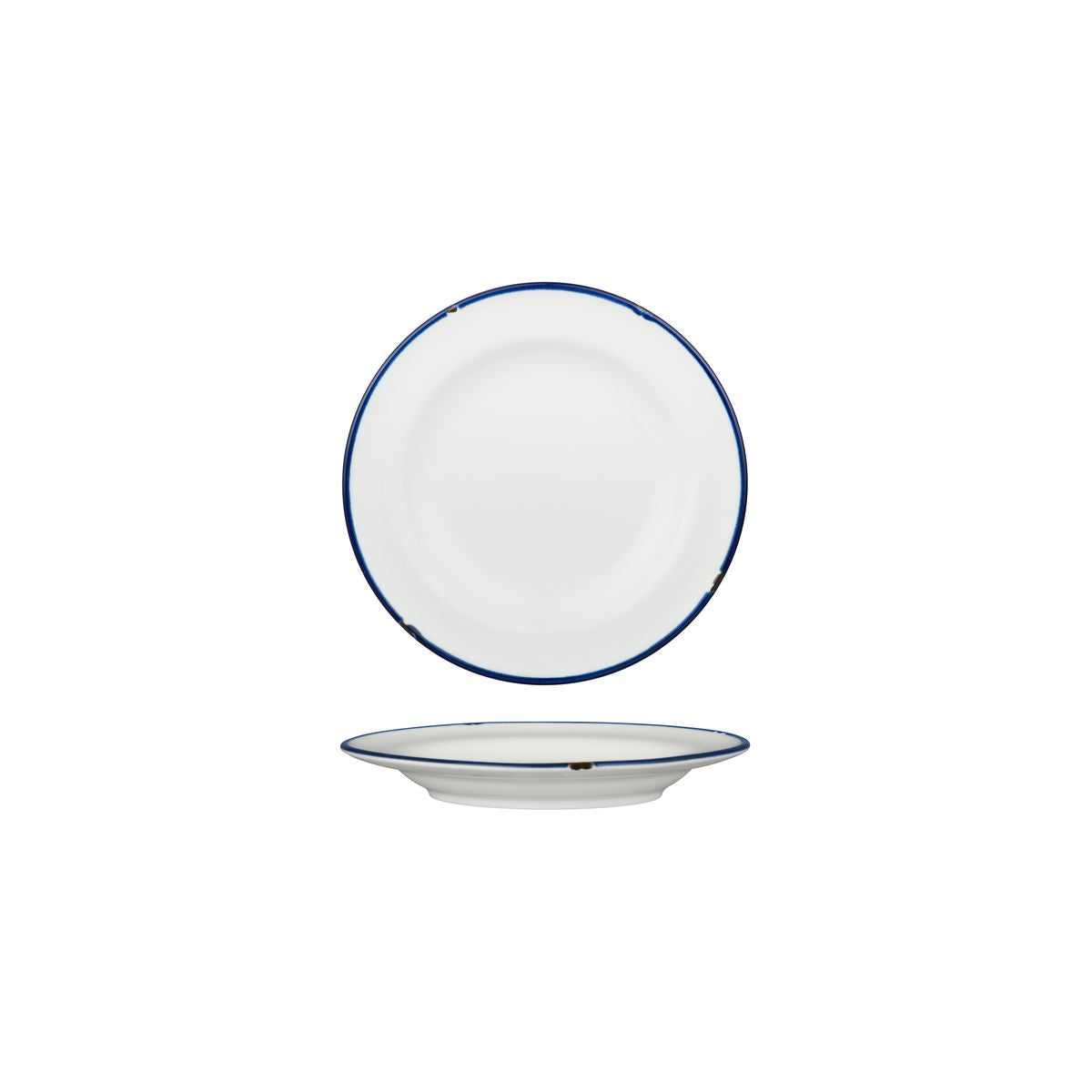 Round Plate 170mm - Tintin White & Navy from Luzerne. made out of Ceramic and sold in boxes of 12. Hospitality quality at wholesale price with The Flying Fork!