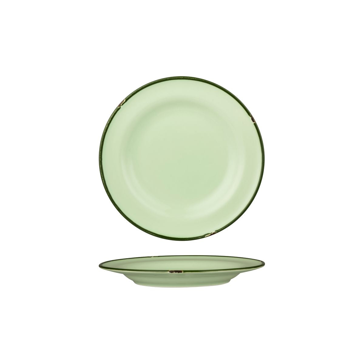 Round Plate - 210mm, Tintin Green & Green from Luzerne. made out of Ceramic and sold in boxes of 12. Hospitality quality at wholesale price with The Flying Fork!