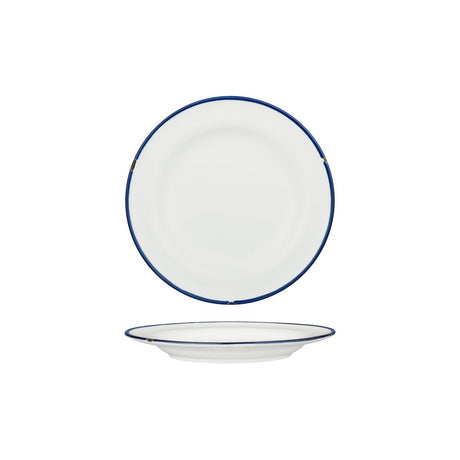 Round Plate - 210mm, Tintin White & Navy from Luzerne. made out of Ceramic and sold in boxes of 12. Hospitality quality at wholesale price with The Flying Fork!