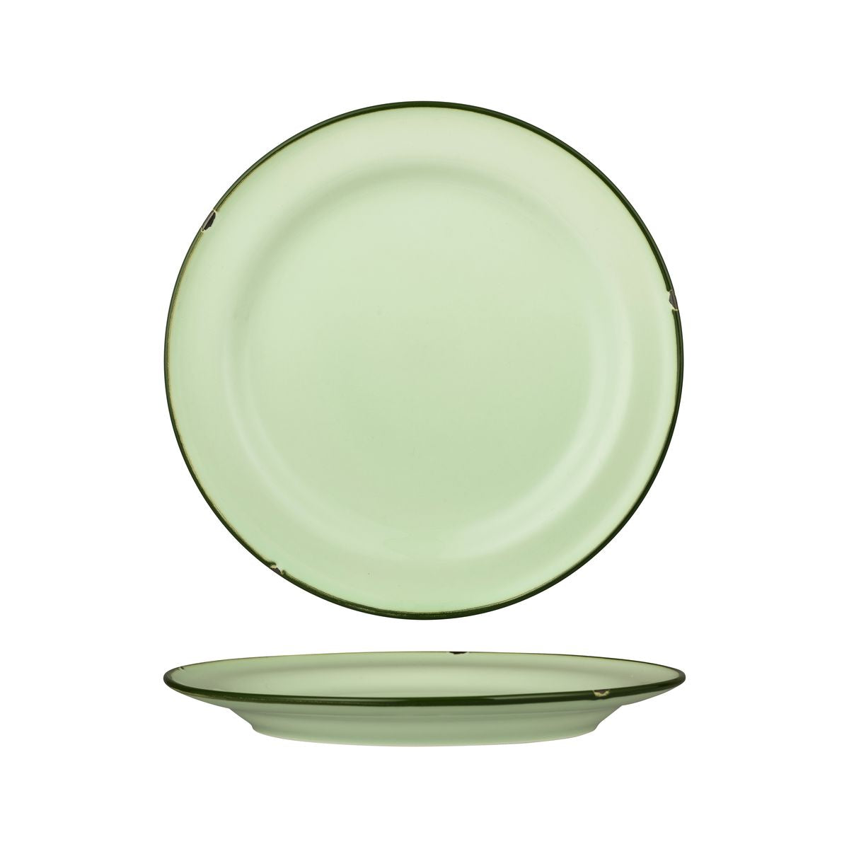 Round Plate - 270mm, Tintin Green & Green from Luzerne. made out of Ceramic and sold in boxes of 12. Hospitality quality at wholesale price with The Flying Fork!