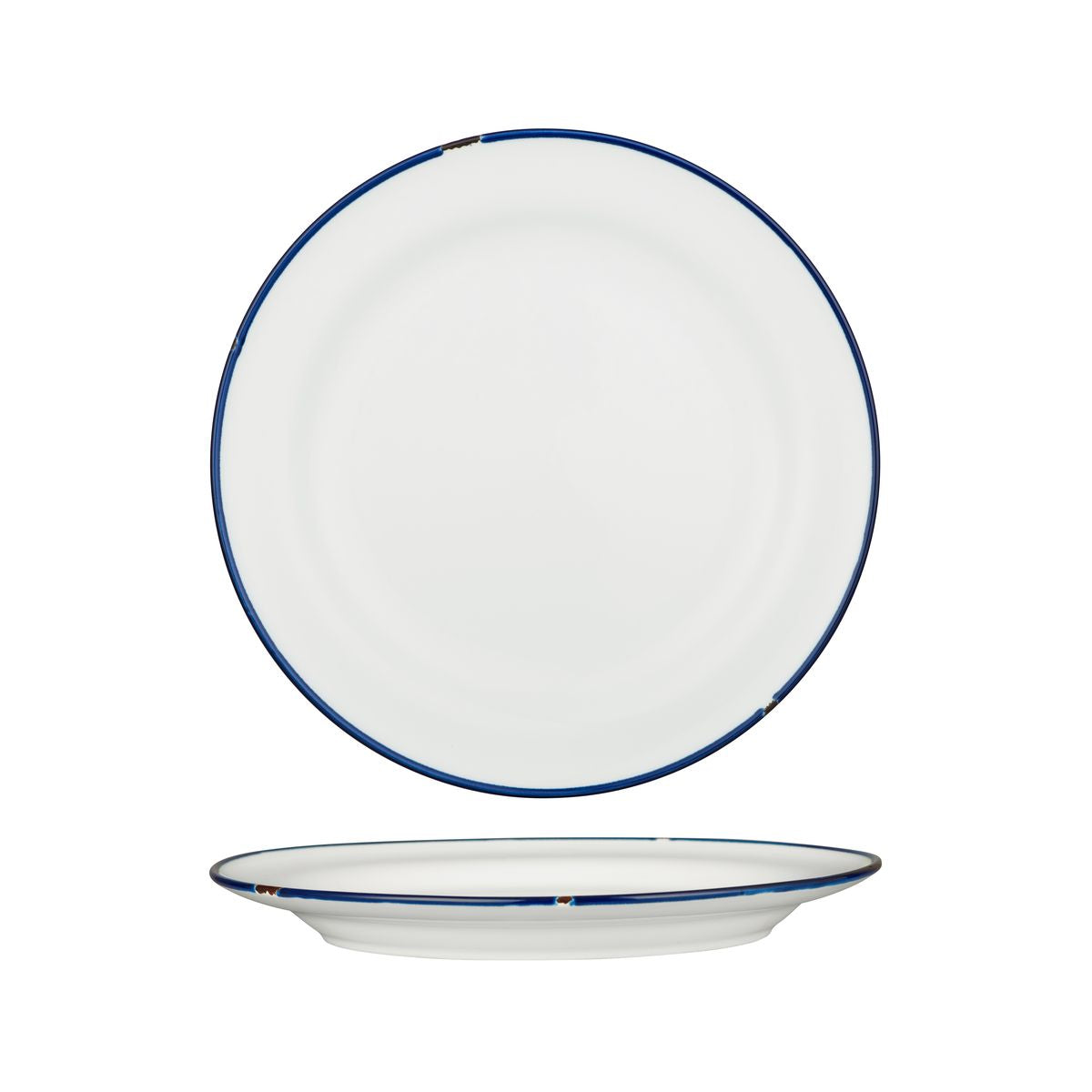 Round Plate - 270mm, Tintin White & Navy from Luzerne. made out of Ceramic and sold in boxes of 12. Hospitality quality at wholesale price with The Flying Fork!