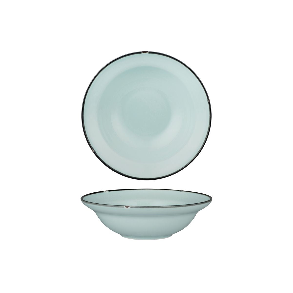 Round Bowl - 190mm, Tintin Blue & Black from Luzerne. made out of Ceramic and sold in boxes of 12. Hospitality quality at wholesale price with The Flying Fork!