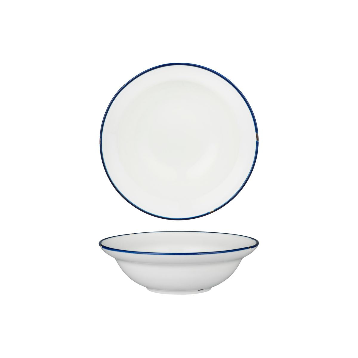 Round Bowl - 190mm, Tintin White & Navy from Luzerne. made out of Ceramic and sold in boxes of 12. Hospitality quality at wholesale price with The Flying Fork!