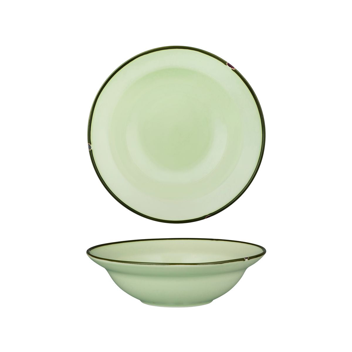 Deep Bowl Plate - 220mm, Tintin Green & Green from Luzerne. made out of Ceramic and sold in boxes of 12. Hospitality quality at wholesale price with The Flying Fork!