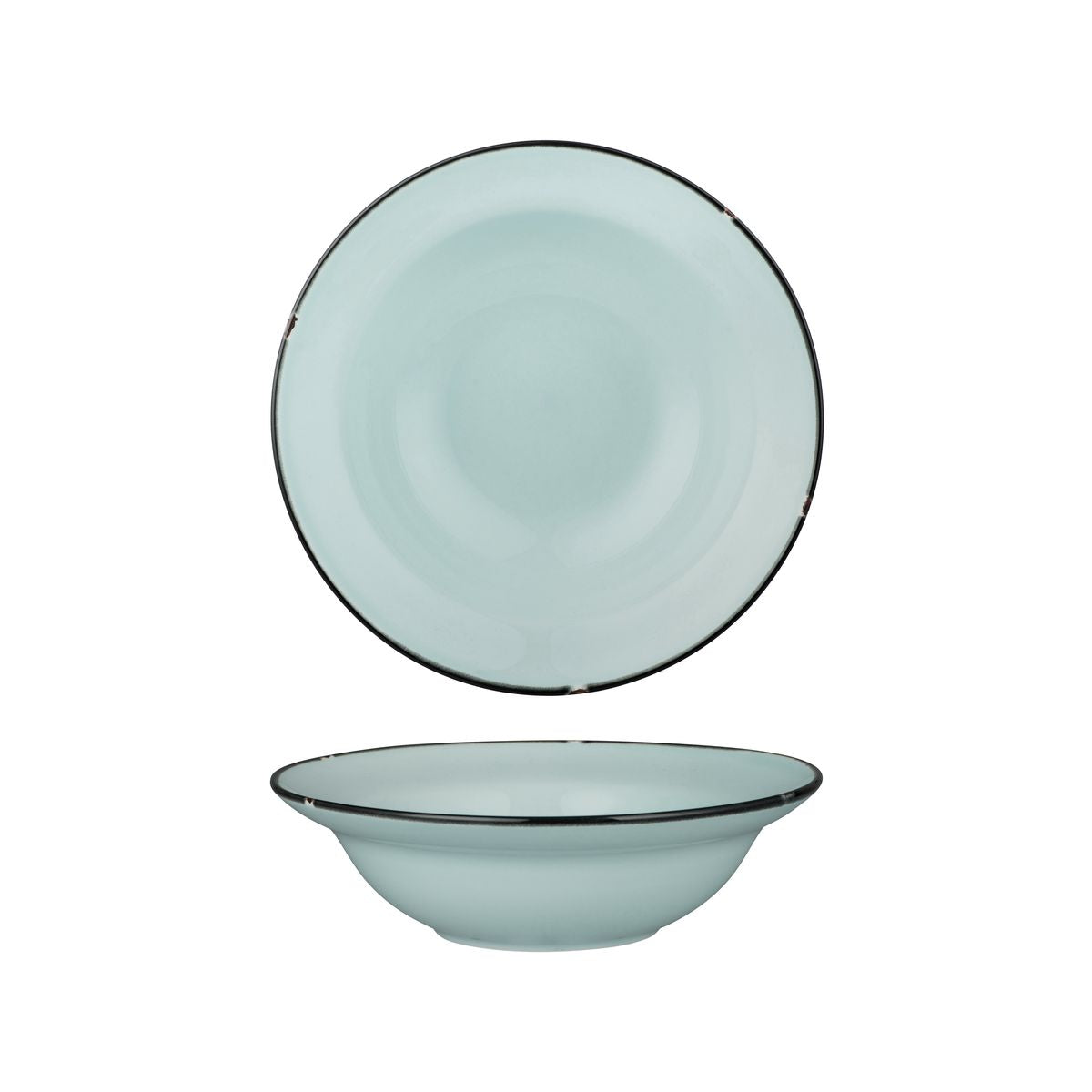 Deep Bowl Plate - 220mm, Tintin Blue & Black from Luzerne. made out of Ceramic and sold in boxes of 12. Hospitality quality at wholesale price with The Flying Fork!