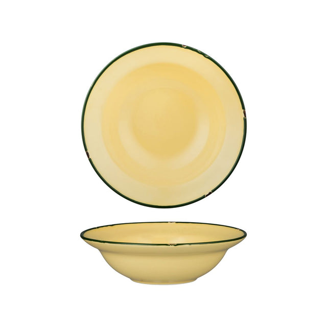 Deep Bowl Plate - 220mm, Tintin Sand & Green from Luzerne. made out of Ceramic and sold in boxes of 12. Hospitality quality at wholesale price with The Flying Fork!