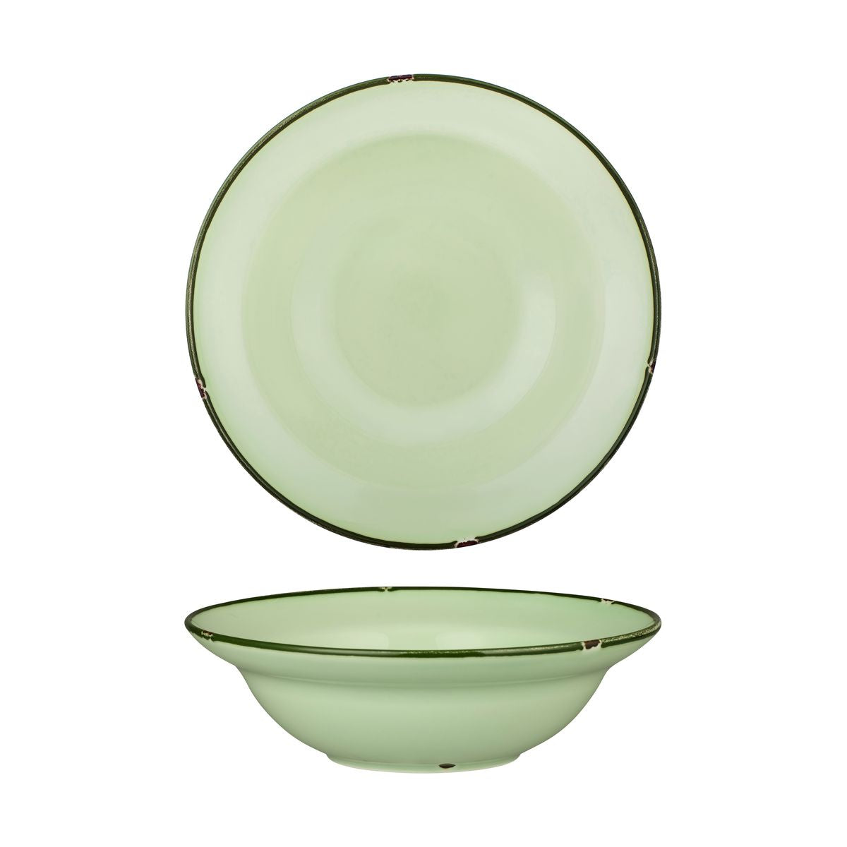 Deep Bowl Plate - 240mm, Tintin Green & Green from Luzerne. made out of Ceramic and sold in boxes of 12. Hospitality quality at wholesale price with The Flying Fork!