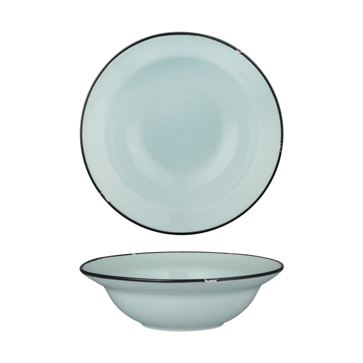 Deep Bowl Plate - 240mm, Tintin Blue & Black from Luzerne. made out of Ceramic and sold in boxes of 12. Hospitality quality at wholesale price with The Flying Fork!