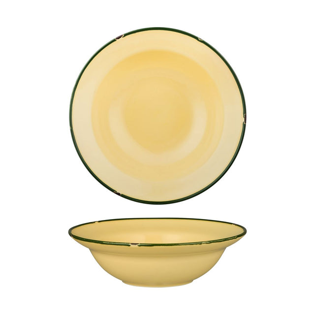 Deep Bowl Plate - 240mm, Tintin Sand & Green from Luzerne. Textured, made out of Ceramic and sold in boxes of 12. Hospitality quality at wholesale price with The Flying Fork!