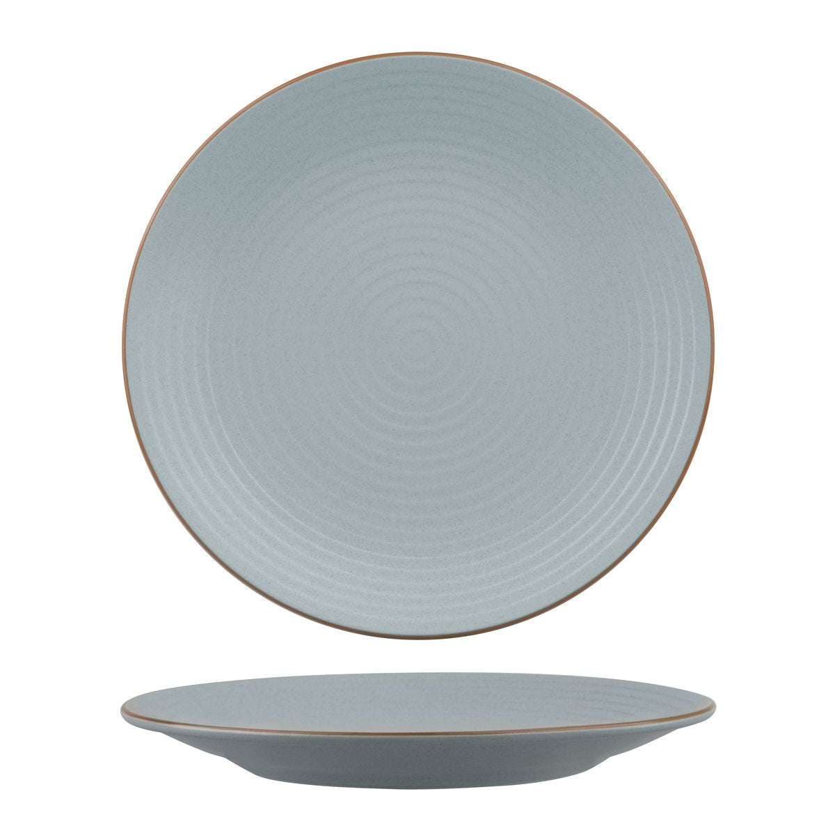 Round Coupe Plate - Ribbed, 310mm, Zuma Bluestone from Zuma. Matt Finish, made out of Ceramic and sold in boxes of 3. Hospitality quality at wholesale price with The Flying Fork!