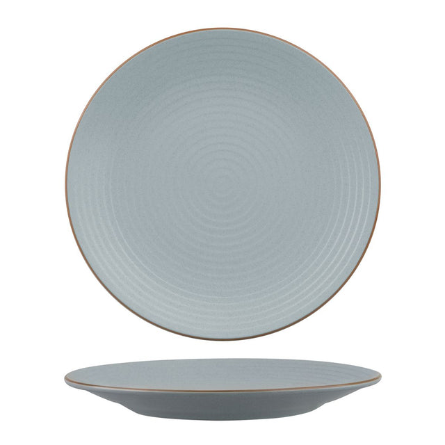 Round Coupe Plate - Ribbed, 310mm, Zuma Bluestone from Zuma. Matt Finish, made out of Ceramic and sold in boxes of 3. Hospitality quality at wholesale price with The Flying Fork!