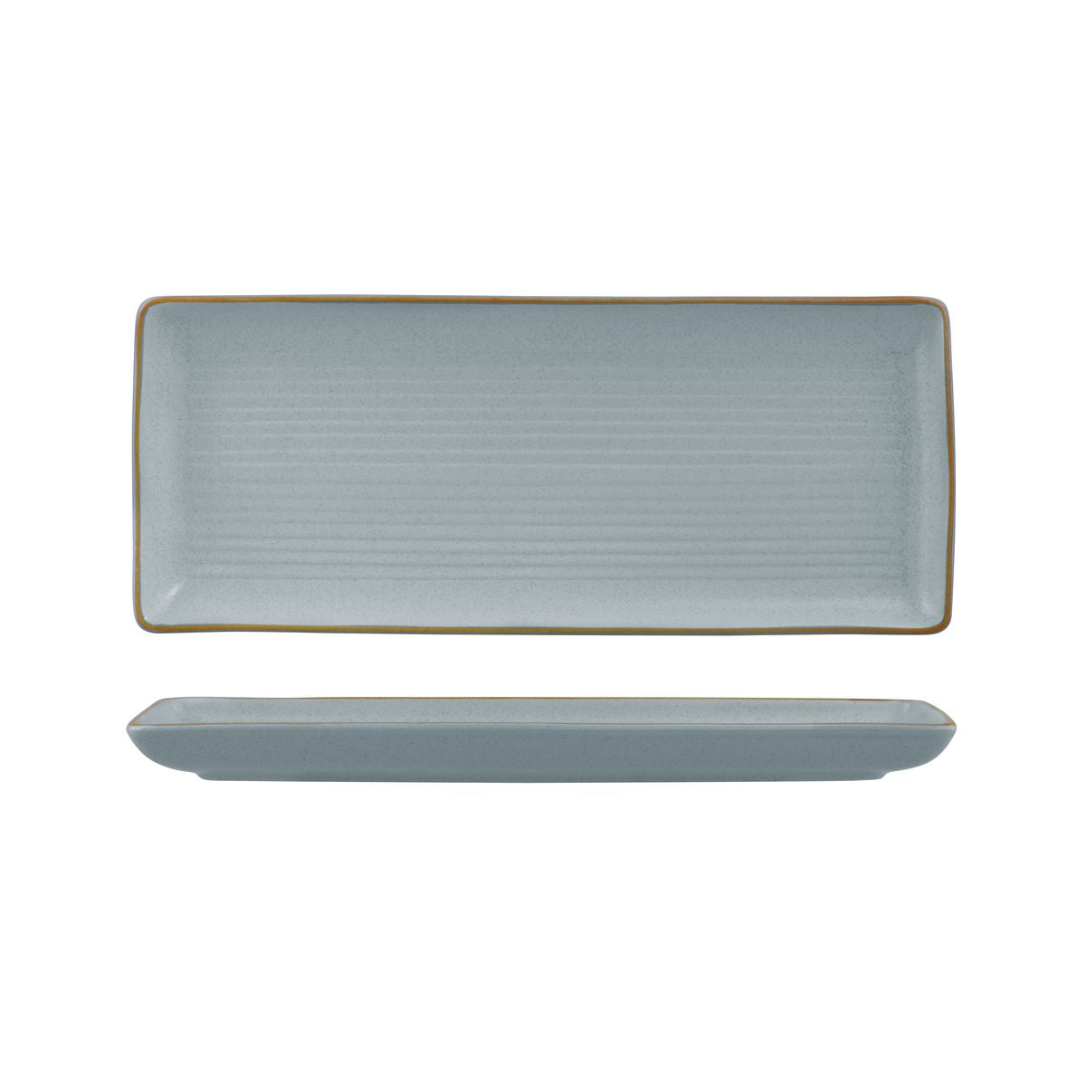 Share Platter - 335 x 140mm, Zuma Bluestone from Zuma. Ribbed, made out of Ceramic and sold in boxes of 3. Hospitality quality at wholesale price with The Flying Fork!