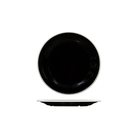 Round Plate, 220mm, Melamine - Black & White from Ryner Melamine. Sold in boxes of 12. Hospitality quality at wholesale price with The Flying Fork! 