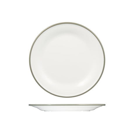 Round Plate, 270mm, Melamine - White & Grey from Ryner Melamine. Sold in boxes of 12. Hospitality quality at wholesale price with The Flying Fork! 