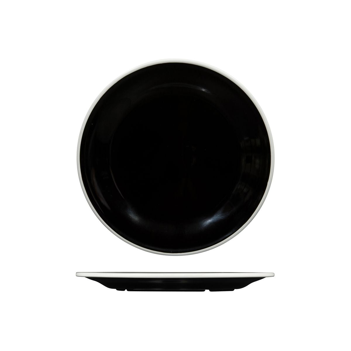 Round Plate, 270mm, Melamine - Black & White from Ryner Melamine. Sold in boxes of 12. Hospitality quality at wholesale price with The Flying Fork! 