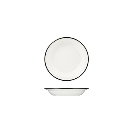 Soup - Pasta Plate, 200mm, Melamine - White & Black from Ryner Melamine. Sold in boxes of 12. Hospitality quality at wholesale price with The Flying Fork!