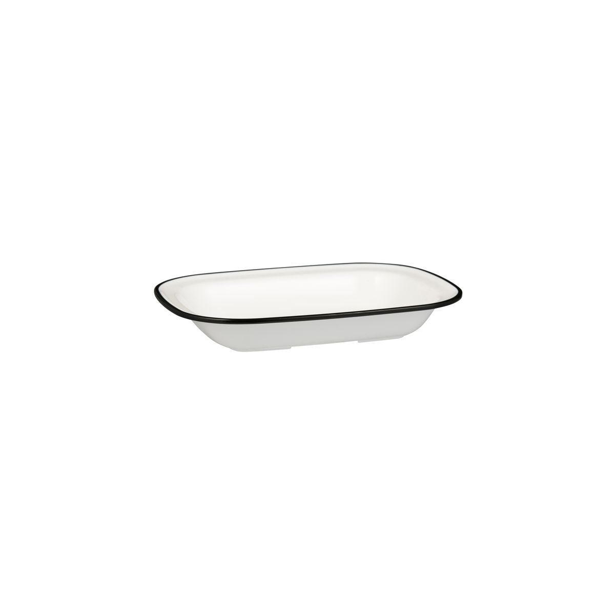 Rectangular Dish, 200 x 145 x 45mm, Melamine - White & Black from Ryner Melamine. Sold in boxes of 12. Hospitality quality at wholesale price with The Flying Fork!