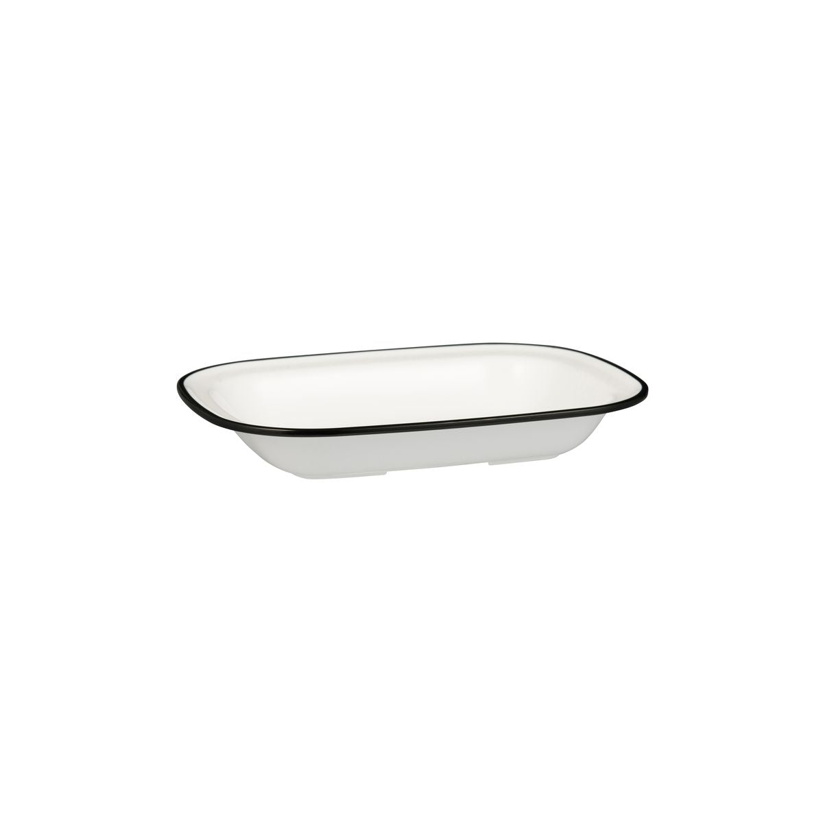 Rectangular Dish, 230 x 176 x 45mm, Melamine - White & Black from Ryner Melamine. Sold in boxes of 12. Hospitality quality at wholesale price with The Flying Fork!