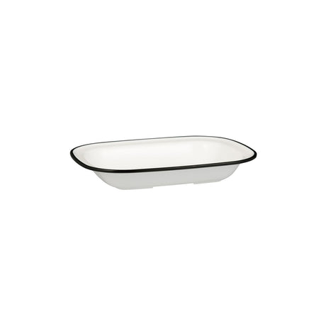 Rectangular Dish, 230 x 176 x 45mm, Melamine - White & Black from Ryner Melamine. Sold in boxes of 12. Hospitality quality at wholesale price with The Flying Fork!