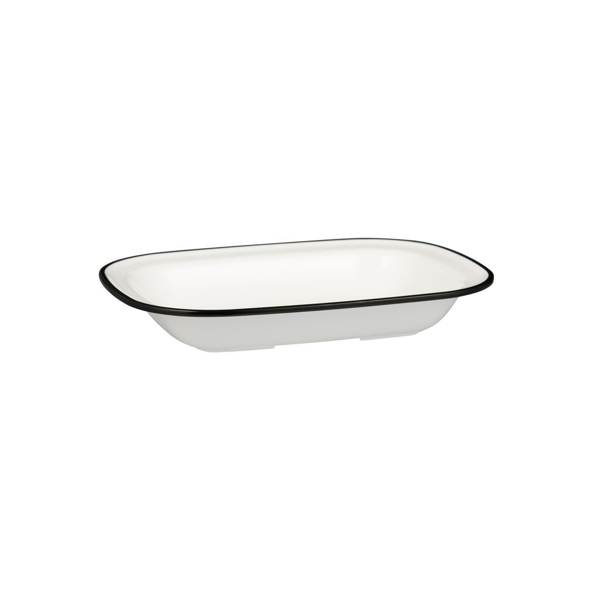 Rectangular Dish, 270 x 200 x 42mm, Melamine - White & Black from Ryner Melamine. Sold in boxes of 12. Hospitality quality at wholesale price with The Flying Fork!