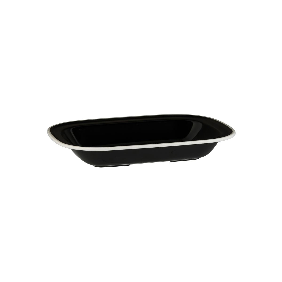 Rectangular Dish, 270 x 200 x 42mm, Melamine - Black & White from Ryner Melamine. Sold in boxes of 12. Hospitality quality at wholesale price with The Flying Fork!