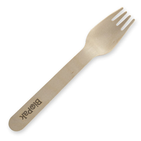 FSC Wood Fork - 16cm (Box of 1000) from BioPak. Compostable, made out of Wood and sold in boxes of 1. Hospitality quality at wholesale price with The Flying Fork!