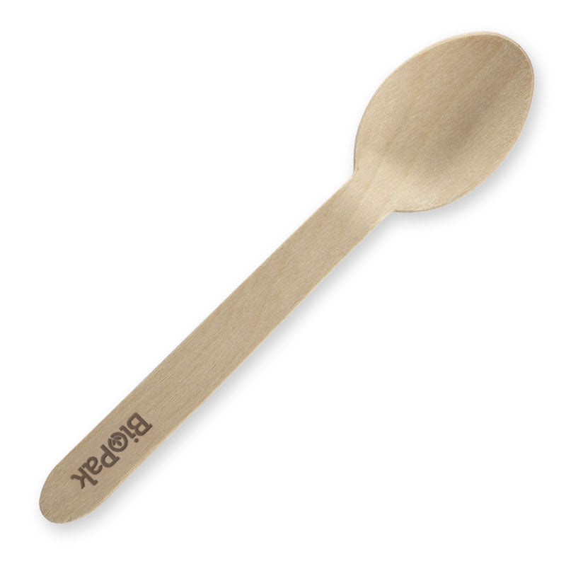 FSC Wood Spoon - 16cm (Box of 1000) from BioPak. Compostable, made out of Wood and sold in boxes of 1. Hospitality quality at wholesale price with The Flying Fork!