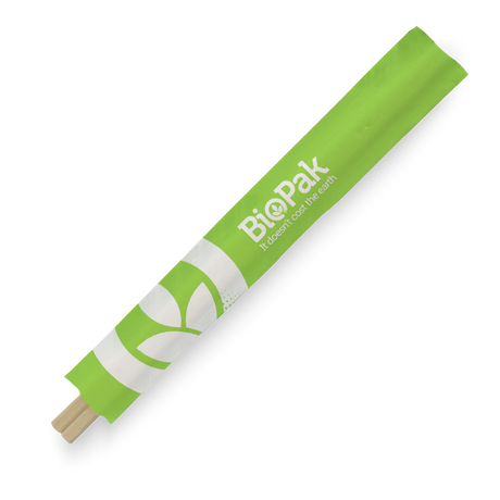 FSC Wooden Chopsticks - Individually Wrapped, 21cm (Box of 3000) from BioPak. Compostable, made out of Wood and sold in boxes of 1. Hospitality quality at wholesale price with The Flying Fork!