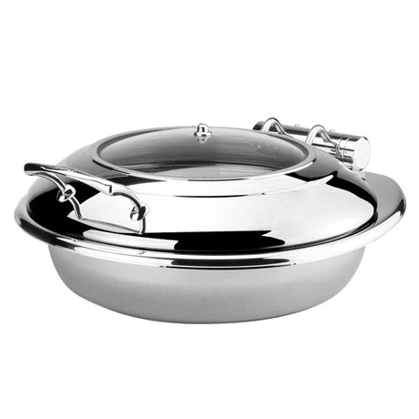 Induction Chafer - S-S, Round, Princess, Glass and Stainless Steel Lid from Athena. made out of Stainless Steel and sold in boxes of 1. Hospitality quality at wholesale price with The Flying Fork!