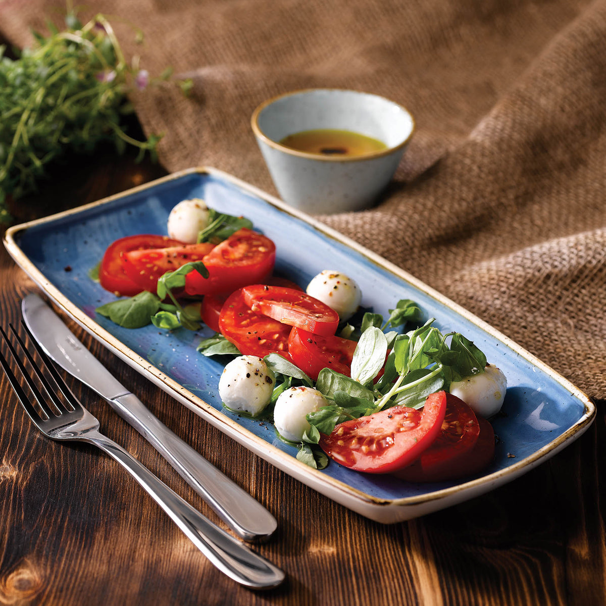 Oblong Plate - 295 x 150mm, Cornflower Blue, Stonecast: Pack of 12