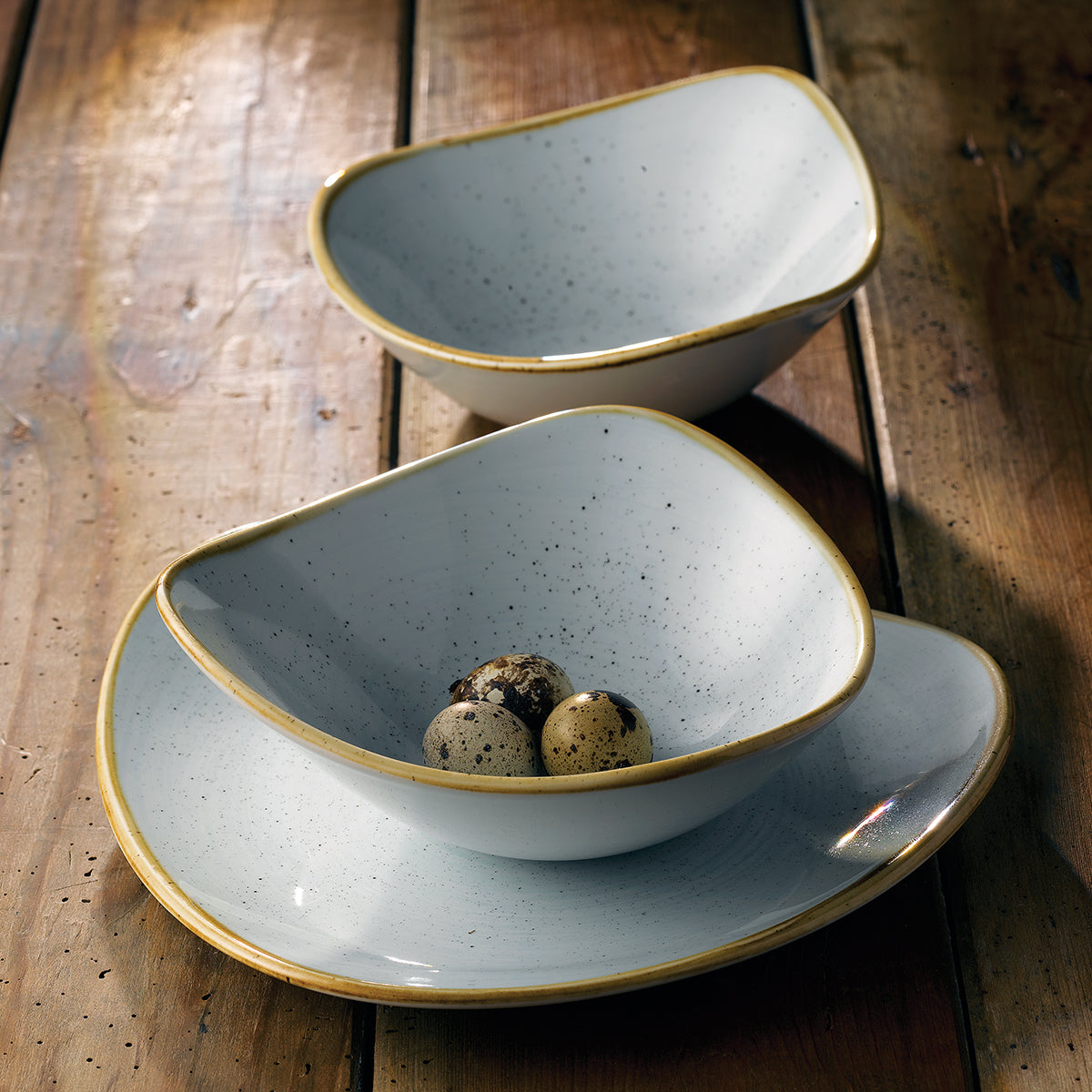 Triangular Bowl - 230mm, Duck Egg, Stonecast: Pack of 12