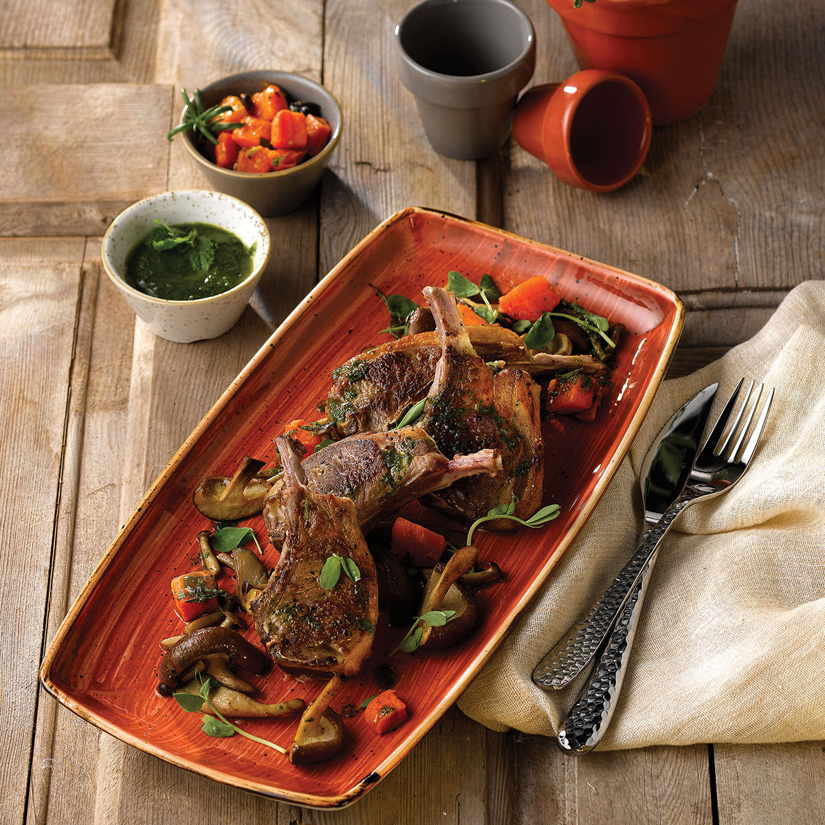 Oblong Plate - 295 x 150mm, Spiced Orange, Stonecast: Pack of 6