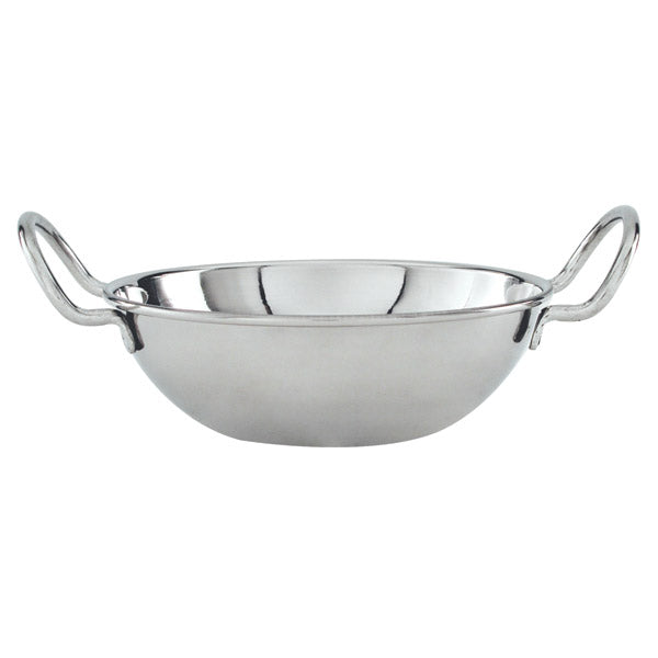 Kadai Bowl-Mini Wok - 18-8, 130mm from TheFlyingFork. Sold in boxes of 1. Hospitality quality at wholesale price with The Flying Fork!