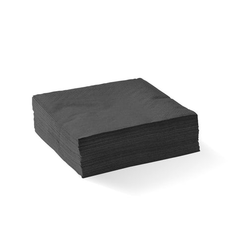 Cocktail Napkin - Embossed, Black, 2ply (Box of 2000) from BioPak. Compostable, made out of FSC Pulp and sold in boxes of 1. Hospitality quality at wholesale price with The Flying Fork!