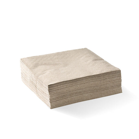 Cocktail Napkin - Embossed, Natural, 2ply (Box of 2000) from BioPak. Compostable, made out of FSC Pulp and sold in boxes of 1. Hospitality quality at wholesale price with The Flying Fork!