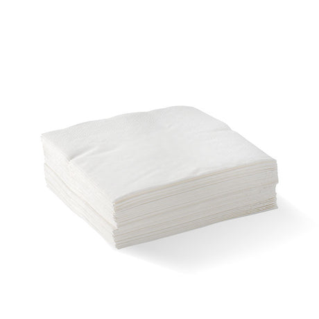 Cocktail Napkin - Embossed, White, 2ply (Box of 2000) from BioPak. Compostable, made out of FSC Pulp and sold in boxes of 1. Hospitality quality at wholesale price with The Flying Fork!