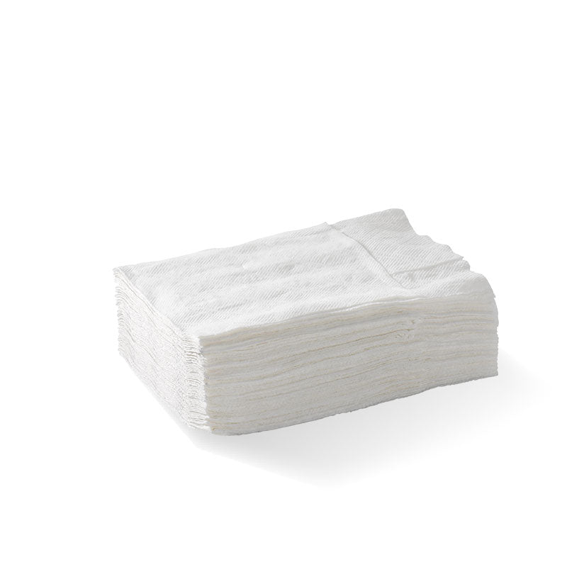 Compact Dispenser Napkin - White, 1ply, D Fold (Box of 5000) from BioPak. Compostable, made out of FSC Pulp and sold in boxes of 1. Hospitality quality at wholesale price with The Flying Fork!