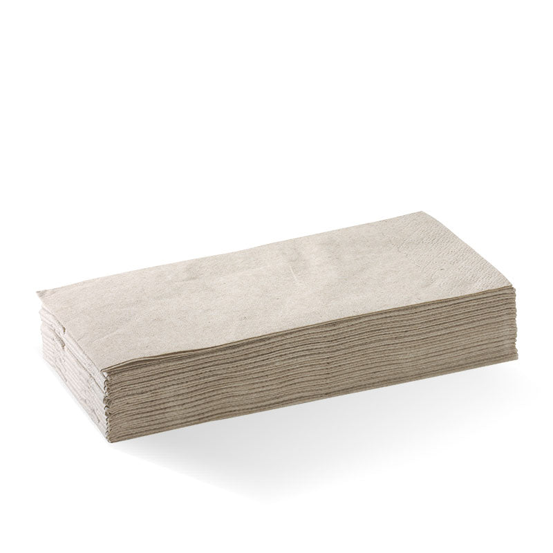 Diner Napkin - Natural, 1-8 Fold, 2ply (Box of 1000) from BioPak. Compostable, made out of FSC Pulp and sold in boxes of 1. Hospitality quality at wholesale price with The Flying Fork!