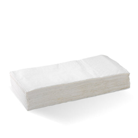 Diner Napkin - White, 1-8 Fold, 2ply (Box of 1000) from BioPak. Compostable, made out of FSC Pulp and sold in boxes of 1. Hospitality quality at wholesale price with The Flying Fork!